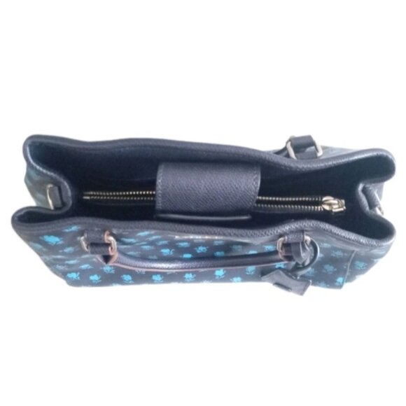 Like New Coach Badlands Margot Blue Navy Floral Satchel Carryall Women Purse Bag - Picture 8 of 15